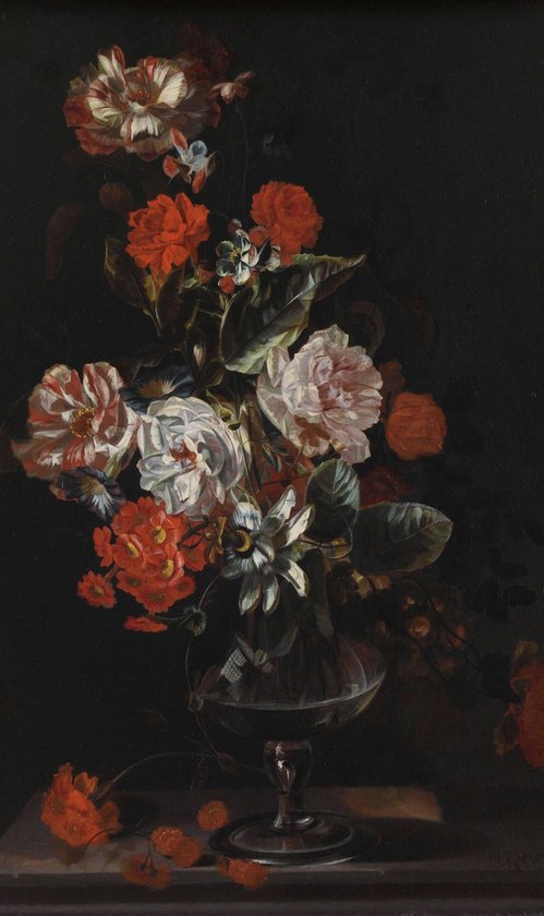 Schilderij - stilleven bloemen - Collectie dutch masters - Dibond wit - 70x118cm