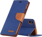 GOOSPERY CANVAS DIARY Denim Texture Horizontal Flip Leather Case voor iPhone XS Max, met houder & kaartsleuven & portemonnee (blauw)