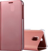 Voor Galaxy J3 (2017) (EU-versie) Galvaniserende spiegel Horizontale flip lederen tas met houder (rose goud)