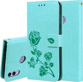 Rose reliÃ«f horizontale flip PU lederen tas voor Huawei Honor 8C, met houder en kaartsleuven en portemonnee (groen)