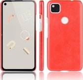 Voor Google Pixel 4a schokbestendige Litchi Texture PC + PU-behuizing (rood)