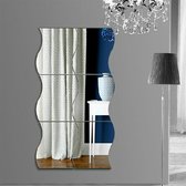Wandspiegel Acryl DIY Wave Style Verwijderbare Glas Sticker Make-up Spiegel Home Slaapkamer Decoratief (Zilver)
