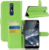 Litchi Texture horizontale flip lederen case voor Nokia 5.1, met portemonnee en houder en kaartsleuven (groen)