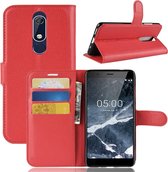 Litchi Texture horizontale flip lederen case voor Nokia 5.1, met portemonnee en houder en kaartsleuven (rood)