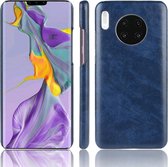 Voor Huawei Mate 30 Shockproof Litchi Texture PC + PU Case (blauw)