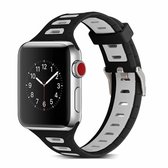 T-vorm tweekleurige siliconen horlogeband voor Apple Watch Series 3 & 2 & 1 38 mm (zwart grijs)