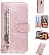 Voor Huawei Nova 5i Pro / Mate 30 Lite Fashion Calf Texture Zipper Horizontal Flip PU Leather Case, with Holder & Card Slots & Wallet (Rose Gold)