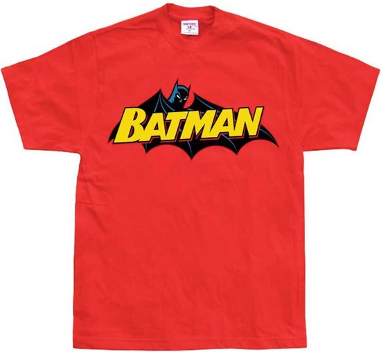 DC Comics Batman Heren Tshirt -L- Retro Logo Rood