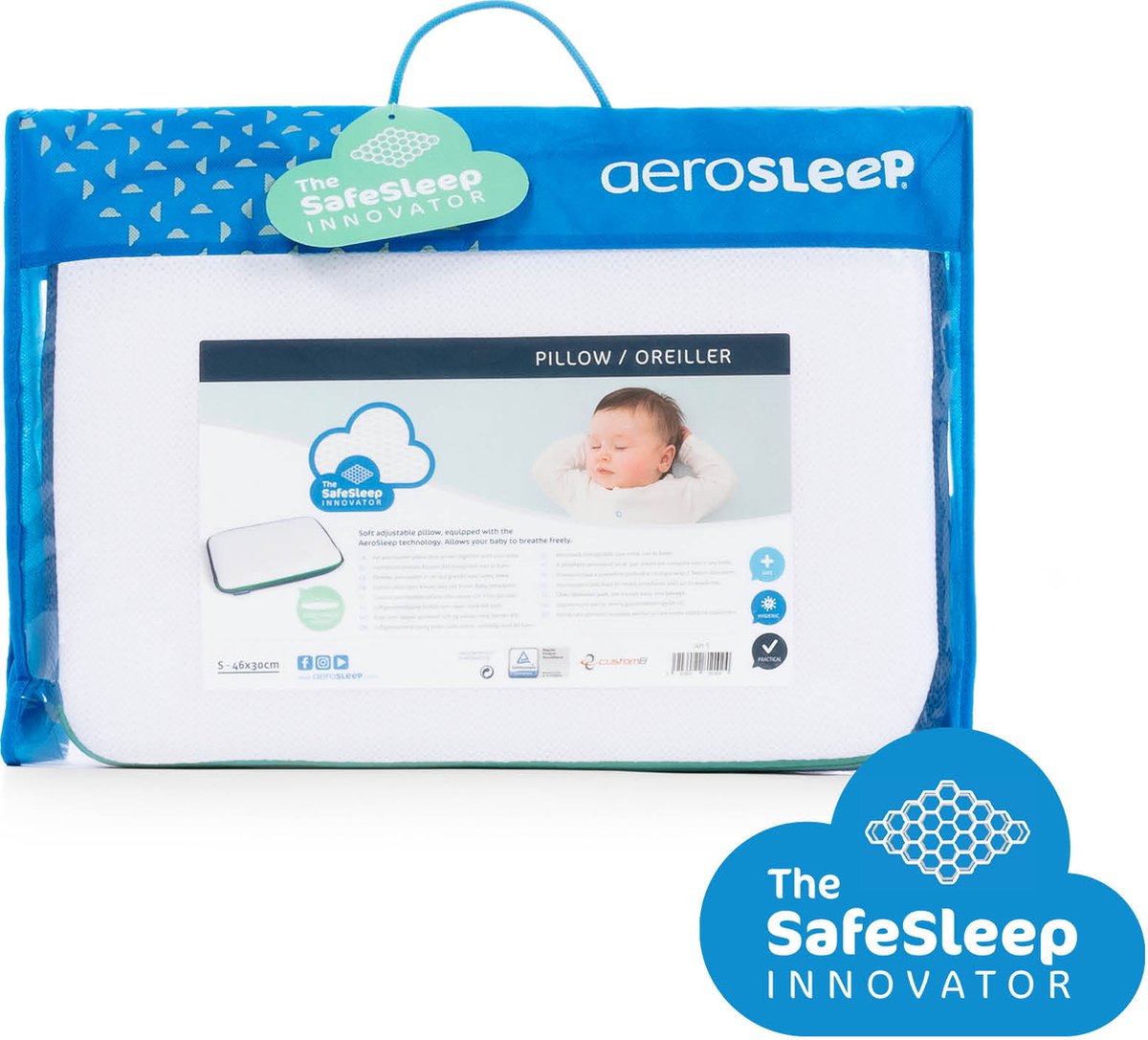 AeroSleep® SafeSleep 3D hoofdkussen voor baby & kleuter - small - 46 x 30 x  cm | bol