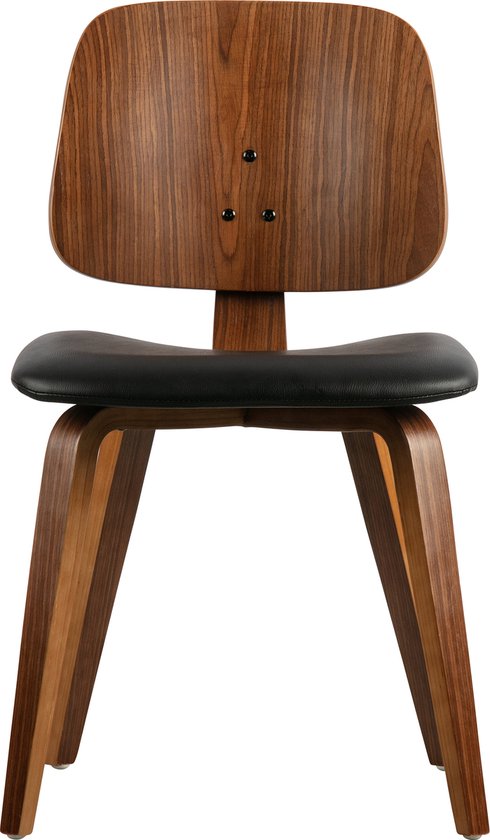vtwonen Classic Eetkamerstoel - Zwart/walnoot - 81x48x50