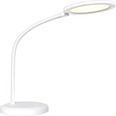 LED Tafellamp - Tafelverlichting - Igory Priton - 7W - Natuurlijk Wit 4000K - Dimbaar - Rond - Mat Wit - Kunststof