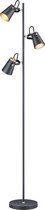 LED Vloerlamp - Iona Edwy - E14 Fitting - 3-lichts - Rond - Mat Zwart - Aluminium