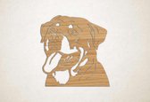 Wanddecoratie - Hond - Rottweiler 13 - XS - 26x25cm - Eiken - muurdecoratie - Line Art