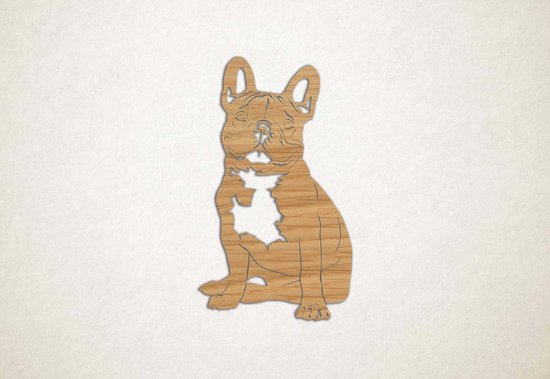 Wanddecoratie - Hond - Franse bulldog 4 - M - 87x51cm - Eiken - muurdecoratie - Line Art