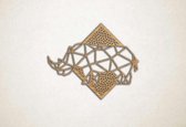 Line Art - Neushoorn met achtergrond - M - 60x73cm - Eiken - geometrische wanddecoratie