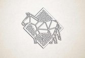 Line Art - Paard 1 met achtergrond - XS - 25x26cm - EssenhoutWit - geometrische wanddecoratie