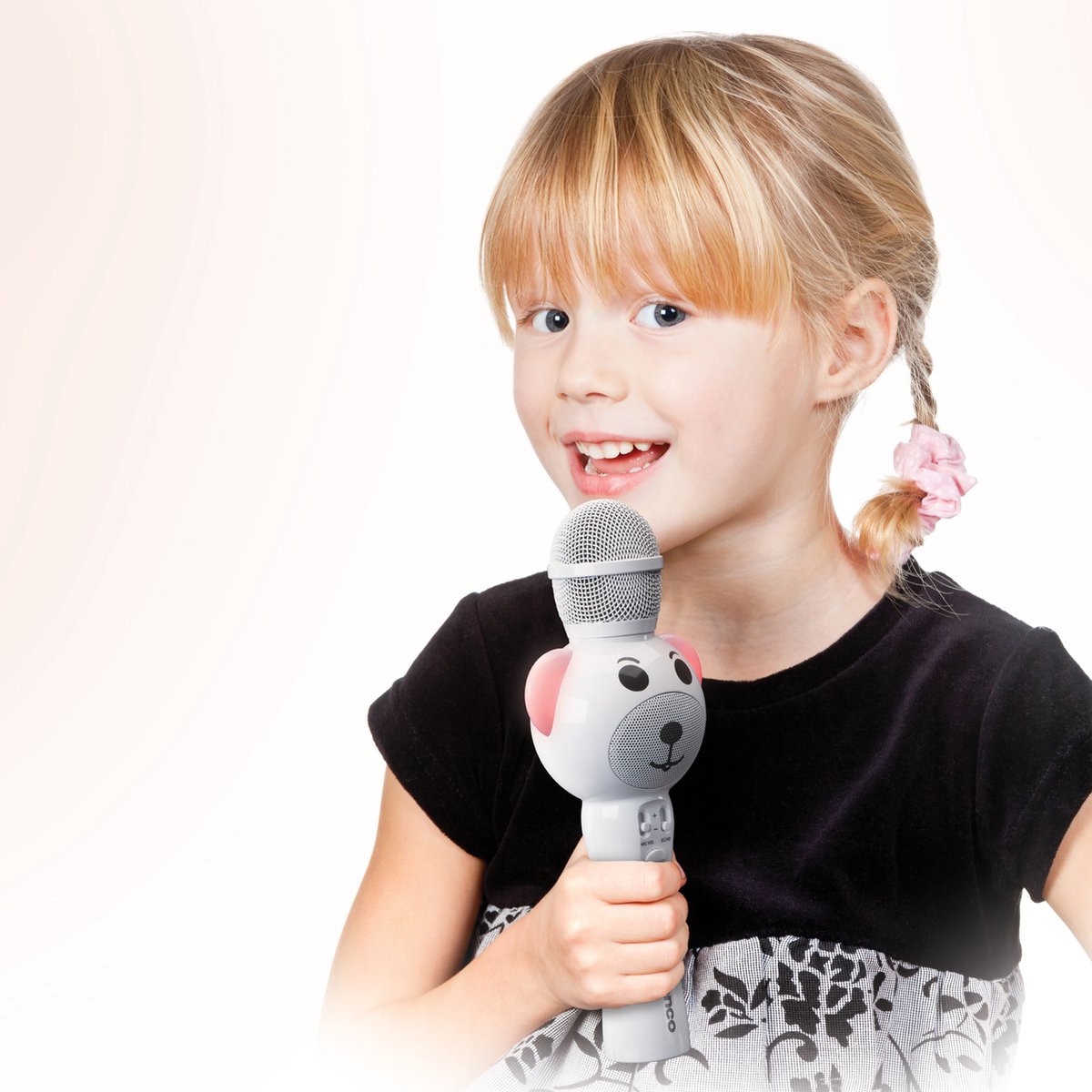 Lenco BMC-060WH - Karaoke microfoon met Bluetooth, Micro-SD kaart en AUX-uitgang - Ingebouwde Stemvervormer en LED Verlichting - Wit — afbeelding 4