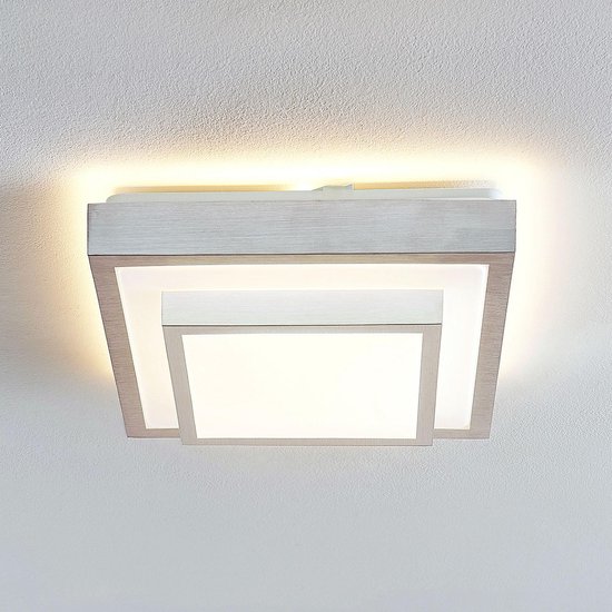 Lindby - LED plafondlamp - 1licht - aluminium, acryl - H: 10 cm - aluminium, wit - Inclusief lichtbron