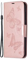 Xiaomi Redmi Note 9 Hoesje - Mobigear - Butterfly Serie - Kunstlederen Bookcase - Roségoud - Hoesje Geschikt Voor Xiaomi Redmi Note 9