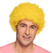 Pruik Pop - Kort krullend haar - Clown - Dames/Heren - Geel