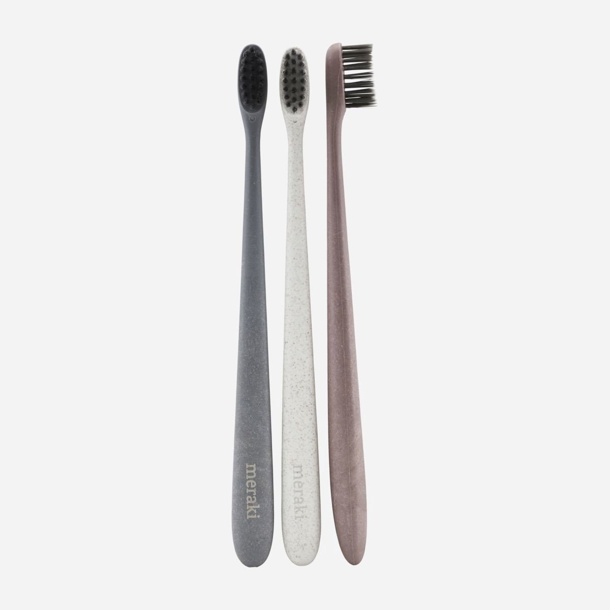 Meraki Tandenborstel set van 3 stuks - gerecycleerd plastic en stro