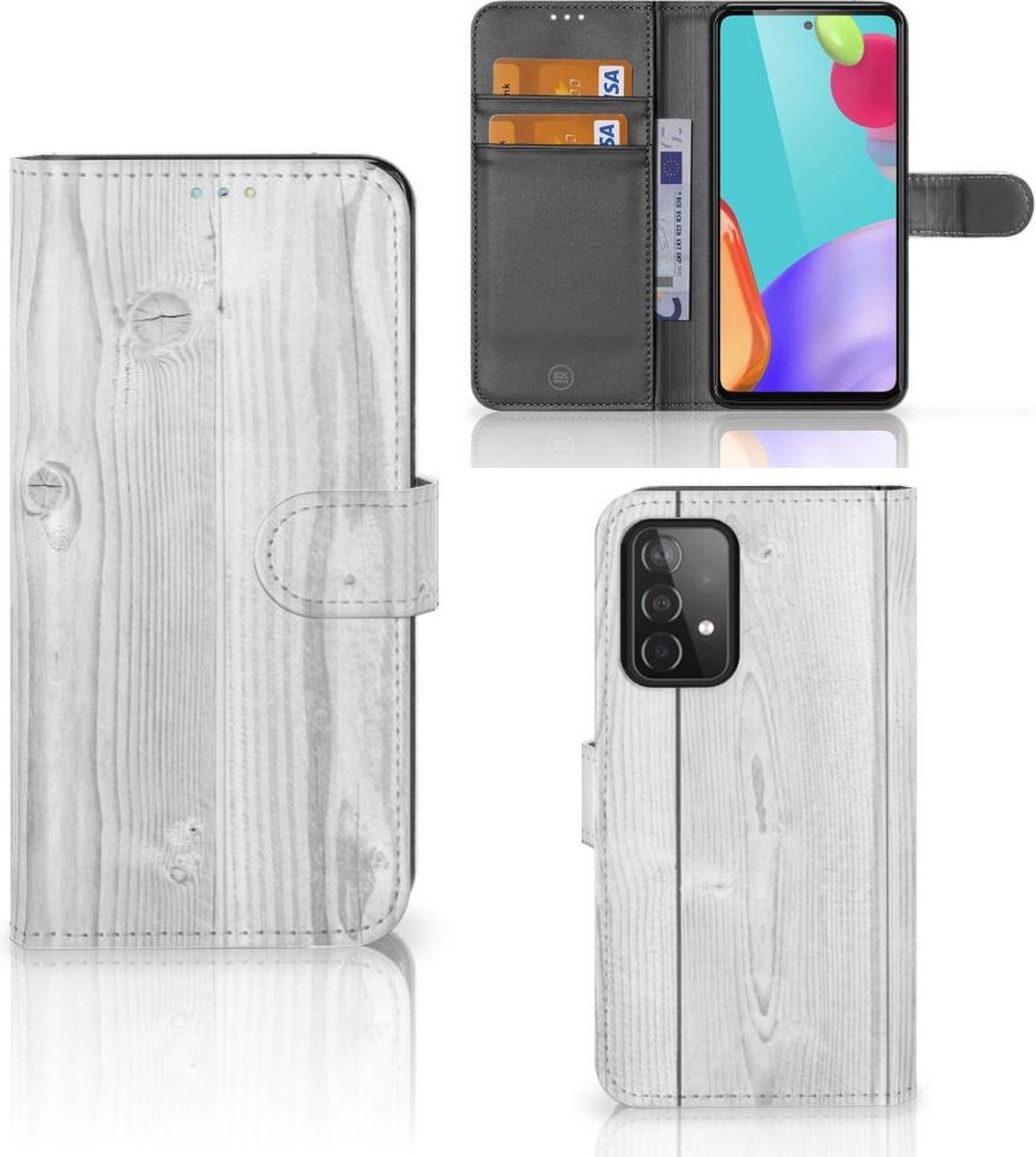 Samsung Galaxy A52 Book Style Case White Wood