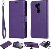 Voor LG G7 ThinQ Effen kleur Horizontale Flip Beschermhoes met houder & kaartsleuven & portemonnee & fotolijst & lanyard (paars)