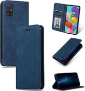 Voor Galaxy A51 Retro Skin Feel Business Magnetische horizontale flip lederen tas (marineblauw)