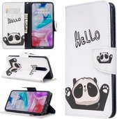 Voor xiaomi redmi 8 gekleurde tekening patroon horizontale flip lederen tas met houder & kaartsleuven & portemonnee (hello panda)