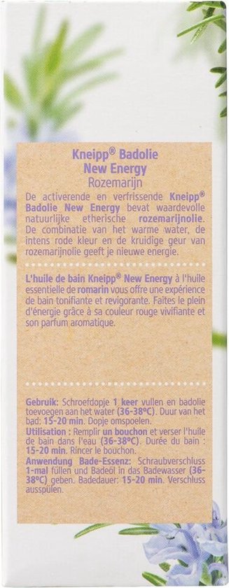 Kneipp New Energy - Badolie - Rozemarijn - Voor nieuwe energie - pH neutraal - Vegan - Dermatologisch getest - 1 st - 100 ml - Kneipp