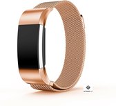 Milanees Smartwatch bandje - Geschikt voor Fitbit Charge 2 Milanese band - rosé goud - Strap-it Horlogeband / Polsband / Armband - Maat: Maat S