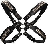 Men's Pyramid Stud Body Harness - Premium Leather - Black - One Size - Bondage Toys