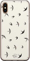 iPhone XS Max hoesje - Vogels / Birds - Soft Case Telefoonhoesje - Print - Beige