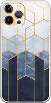 iPhone 12 hoesje - Geometrisch fade art - Soft Case Telefoonhoesje - Print - Blauw