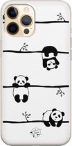 iPhone 12 hoesje - Panda - Soft Case Telefoonhoesje - Print - Zwart