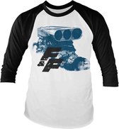 The Fast And The Furious Raglan top -L- Engine Wit/Zwart