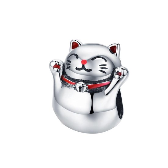 Breloque chat porte-bonheur | Perle de chat Maneki Neko | Zilverana | convient pour Biagi, Pandora, bracelet Trollbeads | argent 925