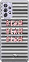 Samsung A72 hoesje siliconen - Blah blah blah | Samsung Galaxy A72 case | blauw | TPU backcover transparant