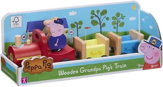 Peppa Pig Houten trein van Opa Pig met 1 figuurtje - Giochi Preziosi