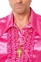 Ketting met kruis met stenen goudkleurig
