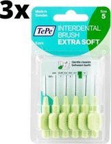 TePe Extra Soft Groen 0,80mm 3 x 6 stuks - Voordeelverpakking