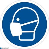 Simbol - Stickers Gebruik Mondkapje Verplicht - Duurzame Kwaliteit - Formaat ø 10 cm.