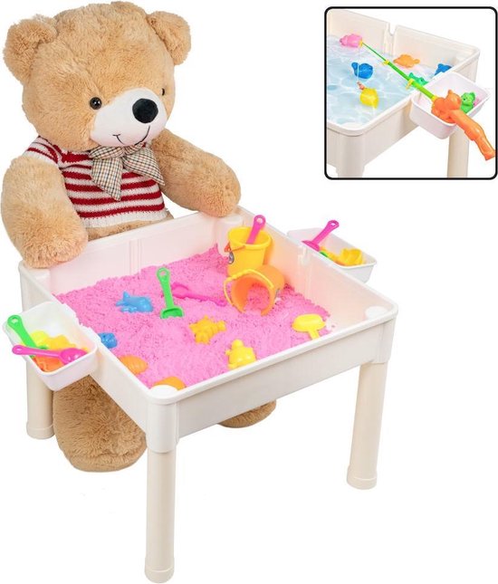 Decopatent® - 2in1 Kindertafel - Watertafel met Hengel en Vissen - Zandtafel met Zand - Met veel Speelgoed accessoires