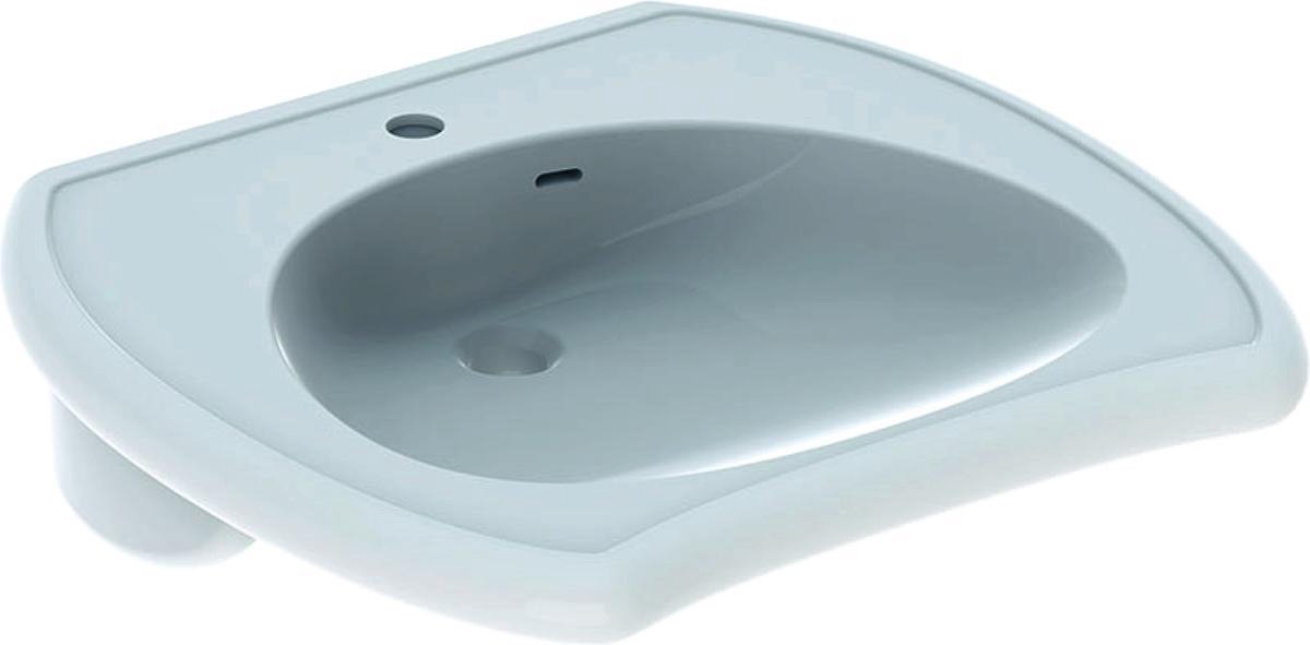 Geberit Vitalis - Barrièrevrije wastafel, 65x60x15 cm, met overloop, met kraangat, wit 121766000