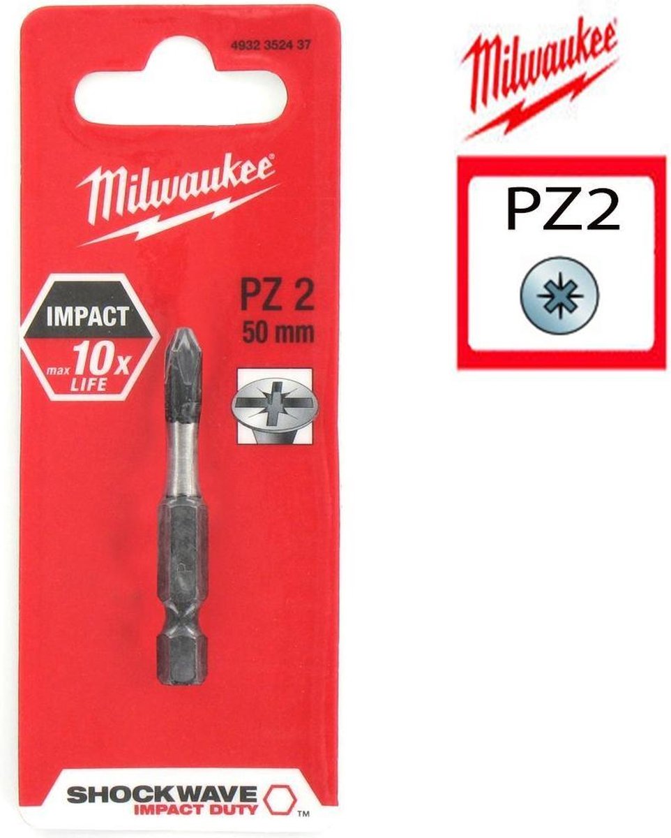 Milwaukee 4932352437 / 4932430865 Shockwave impact duty schroefbit PZ 2 - 50mm (1st)