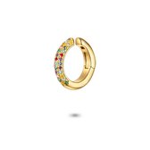 Twice As Nice Oorbellen in 18kt verguld zilver, earcuff met 3 rijen multikleurige zirkonia