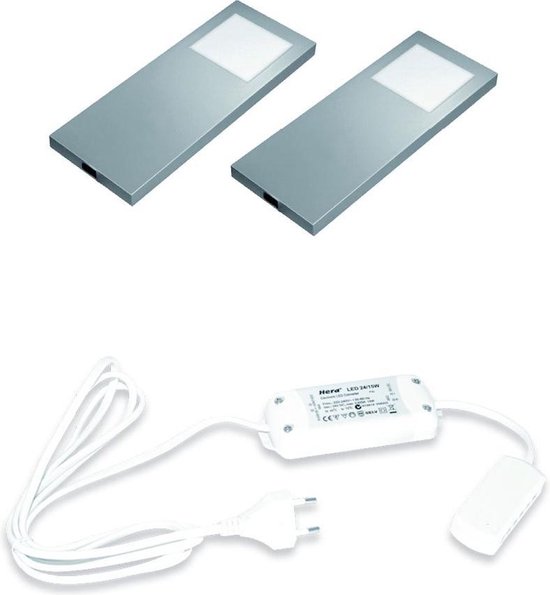 HERA Slim pad F LED keukenspot RVS (2 spots) incl. driver