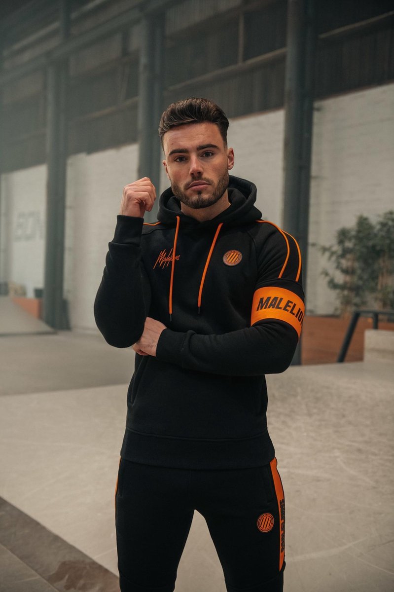 MALELIONS SPORT COACH HOODIE - Maat: M, Kleur: BLACK - NEON ORANGE | bol.com
