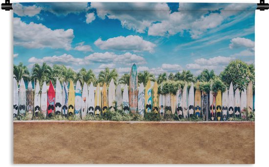 Wandkleed Surfen - Surfplanken op een rij Wandkleed katoen 180x120 cm - Wandtapijt met foto XXL / Groot formaat!