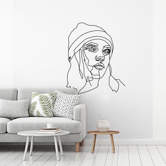 Papier peint photo vinyle - Illustration femme avec chapeau sur fond blanc  largeur 280... | bol.com